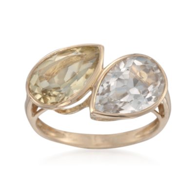 4.90 ct. t.w. Lemon and Green Quartz Ring in 14kt Yellow Gold &mdash; Alt Image 1