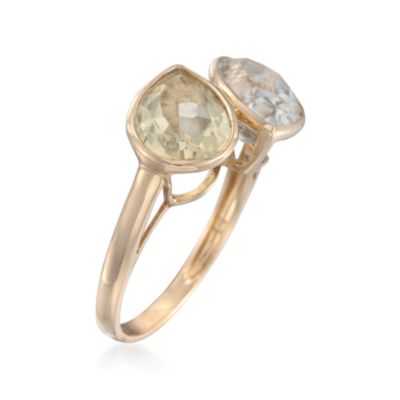 4.90 ct. t.w. Lemon and Green Quartz Ring in 14kt Yellow Gold &mdash; Alt Image 3
