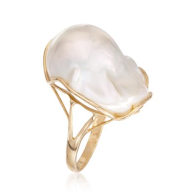 Baroque Pearl Ring in 14kt Yellow Gold &mdash; Alt Image 3