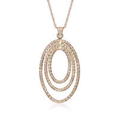 Italian 14kt Yellow Gold Multi-Oval Drop Necklace. 18" &mdash; Alt Image 1