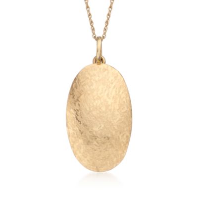 Italian 14kt Yellow Gold Hammered Oval Necklace. 18" &mdash; Alt Image 1