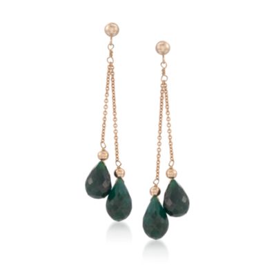 15.00 ct. t.w. Emerald Drop Earrings in 14kt Yellow Gold &mdash; Alt Image 1