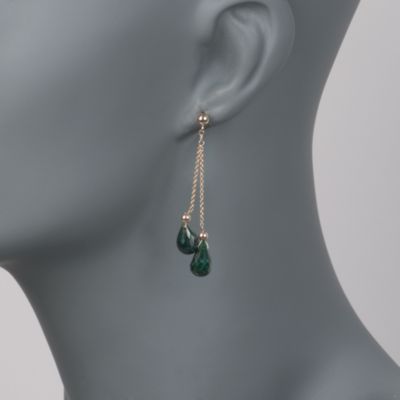 15.00 ct. t.w. Emerald Drop Earrings in 14kt Yellow Gold &mdash; Alt Image 2