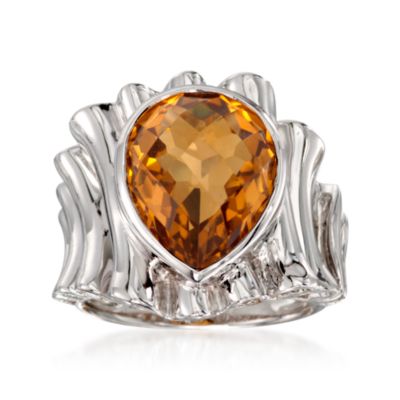 8.00 Carat Champagne Quartz Ribbed Saddle Ring in Sterling Silver &mdash; Alt Image 1