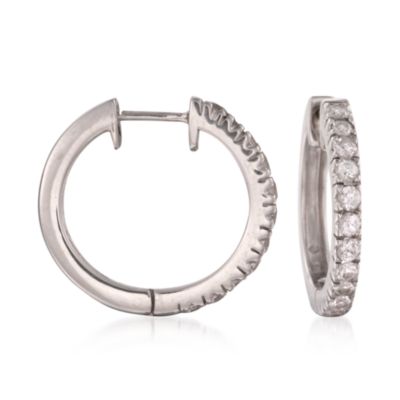 1.10 ct. t.w. White Sapphire Hoop Earrings in Sterling Silver &mdash; Alt Image 1