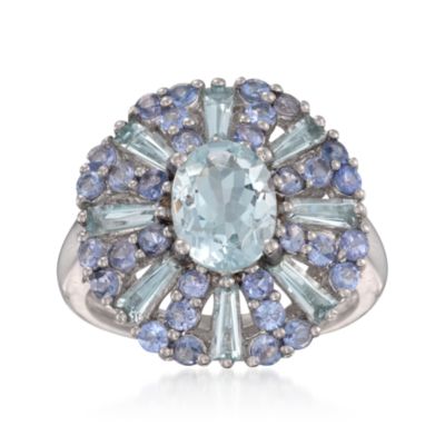 3.30 ct. t.w. Aquamarine and Tanzanite Ring in Sterling Silver &mdash; Alt Image 1