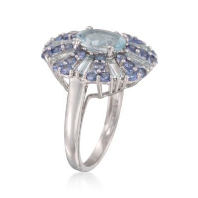 3.30 ct. t.w. Aquamarine and Tanzanite Ring in Sterling Silver &mdash; Alt Image 3