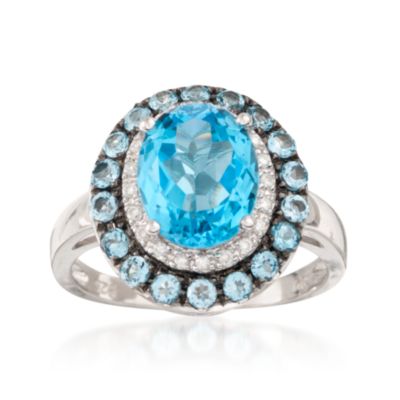 3.90 ct. t.w. Blue Topaz and .10 ct. t.w. Diamond Ring in Sterling Silver &mdash; Alt Image 1