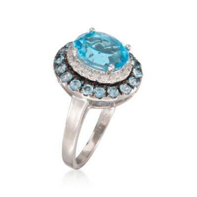 3.90 ct. t.w. Blue Topaz and .10 ct. t.w. Diamond Ring in Sterling Silver &mdash; Alt Image 3