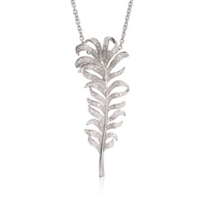 .15 ct. t.w. Diamond Leaf Pendant Necklace in Sterling Silver. 18" &mdash; Alt Image 1