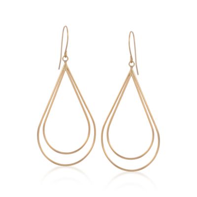 14kt Yellow Gold Double Teardrop Dangle Earrings &mdash; Alt Image 1