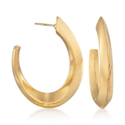 14kt Yellow Gold J-Hoop Earrings &mdash; Alt Image 1