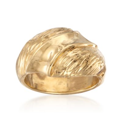 Italian 14kt Yellow Gold Rippled Dome Ring &mdash; Alt Image 1