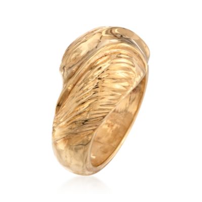 Italian 14kt Yellow Gold Rippled Dome Ring &mdash; Alt Image 3