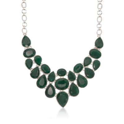 66.00 ct. t.w. Emerald Necklace in Sterling Silver. 17" &mdash; Alt Image 1