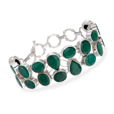 12.00 ct. t.w. Emerald Bracelet in Sterling Silver. 8" &mdash; Alt Image 1