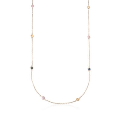 .70 ct. t.w. Multicolored Sapphire Necklace in 14kt Yellow Gold. 18" &mdash; Alt Image 1