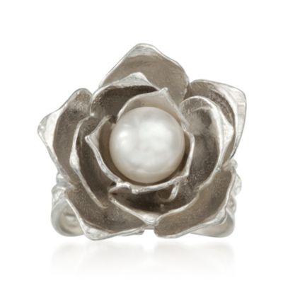 Pearl Flower Ring in Sterling Silver &mdash; Alt Image 1