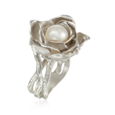 Pearl Flower Ring in Sterling Silver &mdash; Alt Image 3