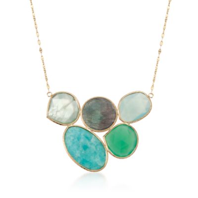 Mixed Gem Mosaic Necklace in 14kt Yellow Gold &mdash; Alt Image 1