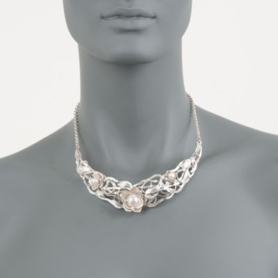 Pearl Floral and Vine Necklace in Sterling Silver &mdash; Alt Image 2