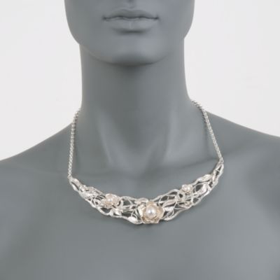 Pearl Floral and Vine Necklace in Sterling Silver &mdash; Alt Image 3