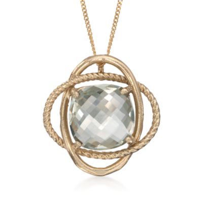 5.50 Carat Green Amethyst Drop Necklace in 14kt Yellow Gold. 18" &mdash; Alt Image 1