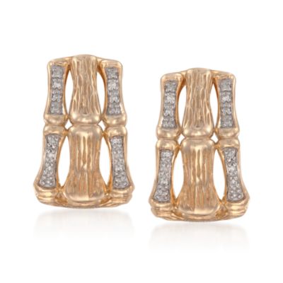 .10 ct. t.w. Diamond Bamboo Earrings in 18kt Over Sterling &mdash; Alt Image 1