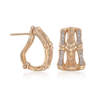 .10 ct. t.w. Diamond Bamboo Earrings in 18kt Over Sterling &mdash; Alt Image 3