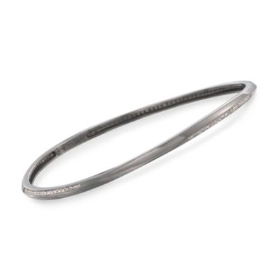 Curved .10 ct. t.w. Diamond Bangle Bracelet in Sterling Silver &mdash; Alt Image 1