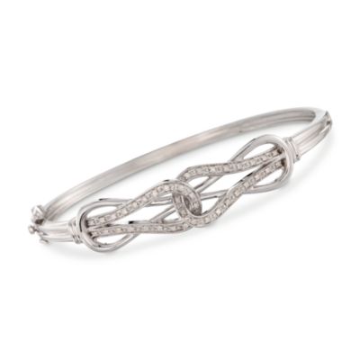 .25 ct. t.w. Diamond Double Knot Bangle Bracelet in Sterling Silver. 7" &mdash; Alt Image 1