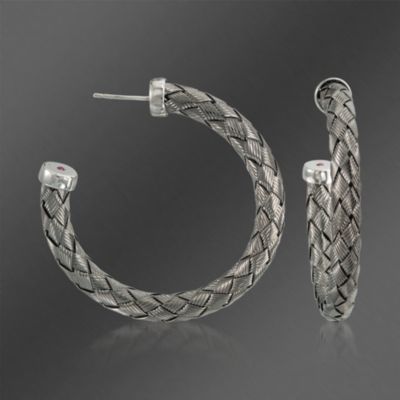 Fifth Season by Roberto Coin Woven Sterling Silver Hoop Earrings With Black Rhodium &mdash; Alt Image 1