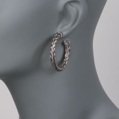 Fifth Season by Roberto Coin Woven Sterling Silver Hoop Earrings With Black Rhodium &mdash; Alt Image 2