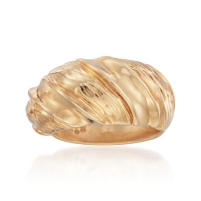 Italian 14kt Yellow Gold Ribbed Ring &mdash; Alt Image 1