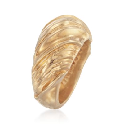 Italian 14kt Yellow Gold Ribbed Ring &mdash; Alt Image 3