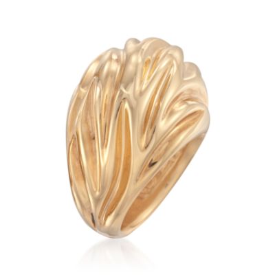 Italian 14kt Yellow Gold Rippled Dome Ring &mdash; Alt Image 3