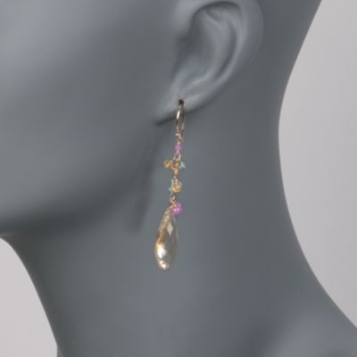 16.70 ct. t.w. Multi-Gem Drop Earrings in 14kt Yellow Gold &mdash; Alt Image 2