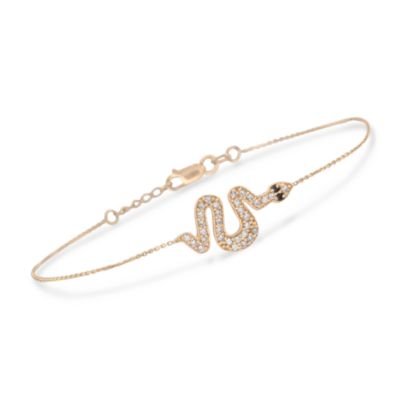 .25 ct. t.w. White and Black CZ Snake Bracelet in 14kt Yellow Gold &mdash; Alt Image 1