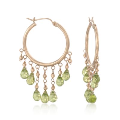12.00 ct. t.w. Peridot Chandelier Hoop Earrings in 14kt Yellow Gold &mdash; Alt Image 1