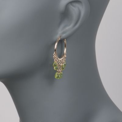 12.00 ct. t.w. Peridot Chandelier Hoop Earrings in 14kt Yellow Gold &mdash; Alt Image 2
