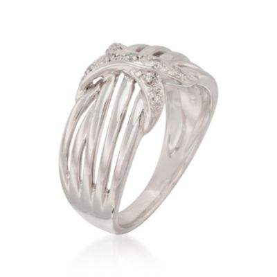 Diamond Accented X Ring in Sterling Silver &mdash; Alt Image 3
