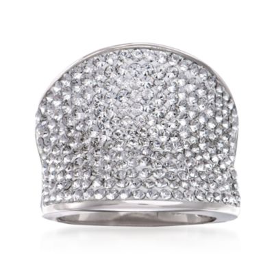Pave Crystal Wide Ring in Sterling Silver. Size 7 &mdash; Alt Image 1
