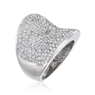 Pave Crystal Wide Ring in Sterling Silver. Size 7 &mdash; Alt Image 3