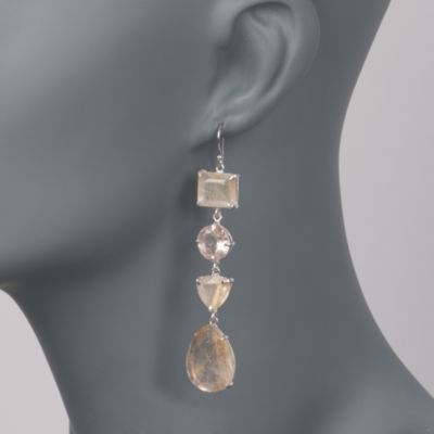 Multi-Shaped Rutilated Quartz Linear Drop Earrings in Sterling Silver &mdash; Alt Image 2