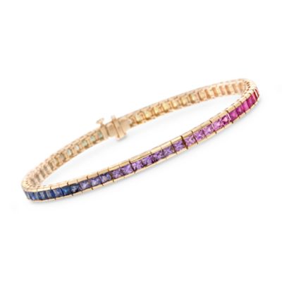 8.50 ct. t.w. Multicolored Sapphire Tennis Bracelet in 14kt Yellow Gold. 7.25" &mdash; Alt Image 1