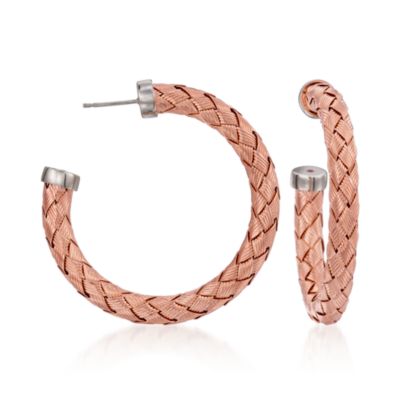 Fifth Season by Roberto Coin Woven 18kt Gold Over Sterling Silver Hoop Earrings   &mdash; Alt Image 1