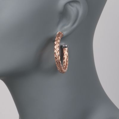 Fifth Season by Roberto Coin Woven 18kt Gold Over Sterling Silver Hoop Earrings   &mdash; Alt Image 2