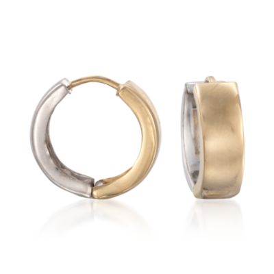 Small Silver and 14kt Gold Hoop Earrings &mdash; Alt Image 1