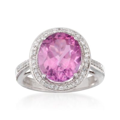 5.50 Carat Pink Topaz and .20 ct. t.w. Diamond Ring in 14kt White Gold &mdash; Alt Image 1