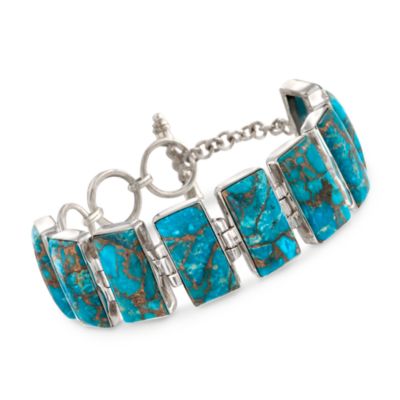 Turquoise Toggle Bracelet in Sterling Silver. 7.5" &mdash; Alt Image 1